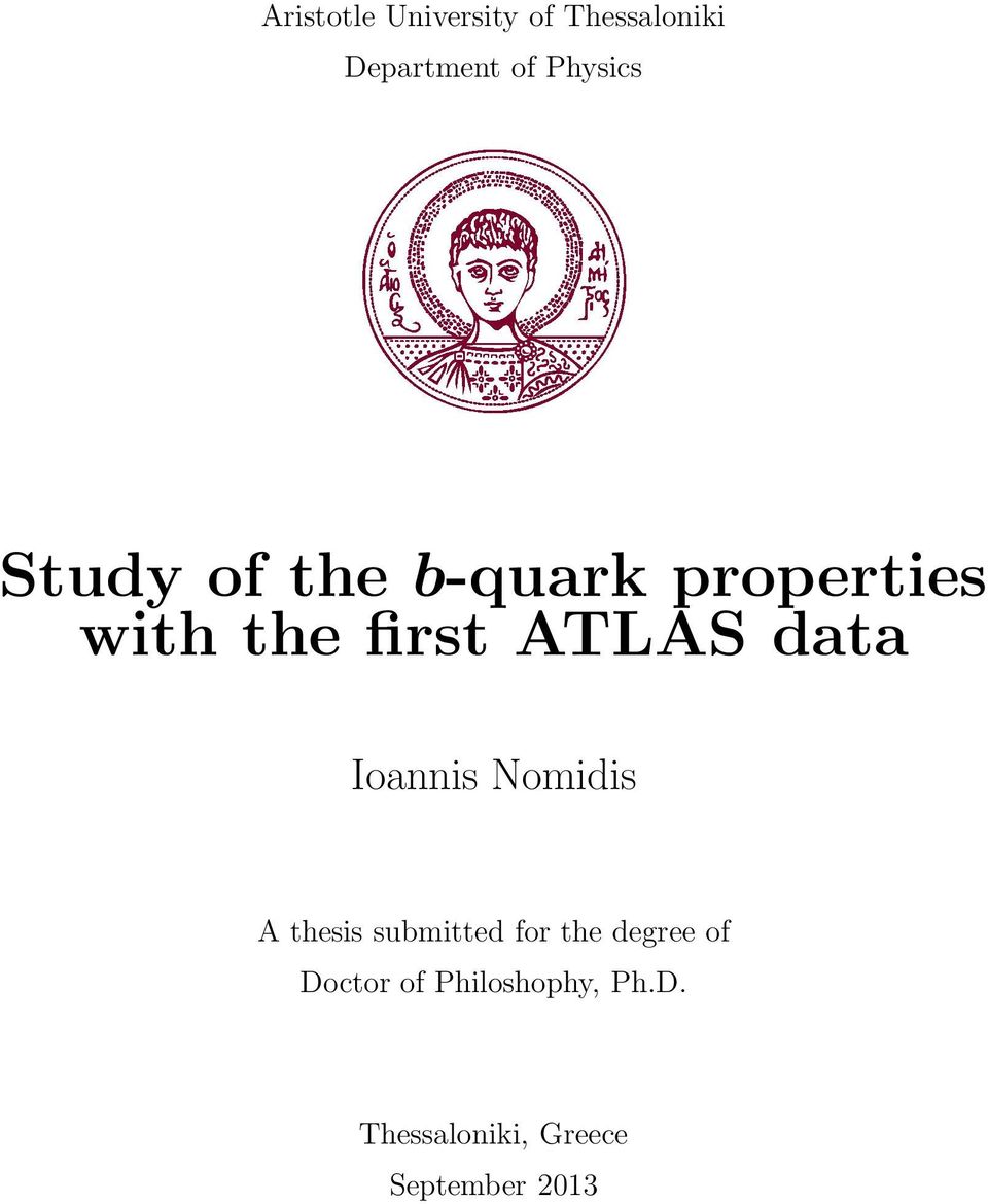 Ioannis Nomidis A thesis submitted for the degree of