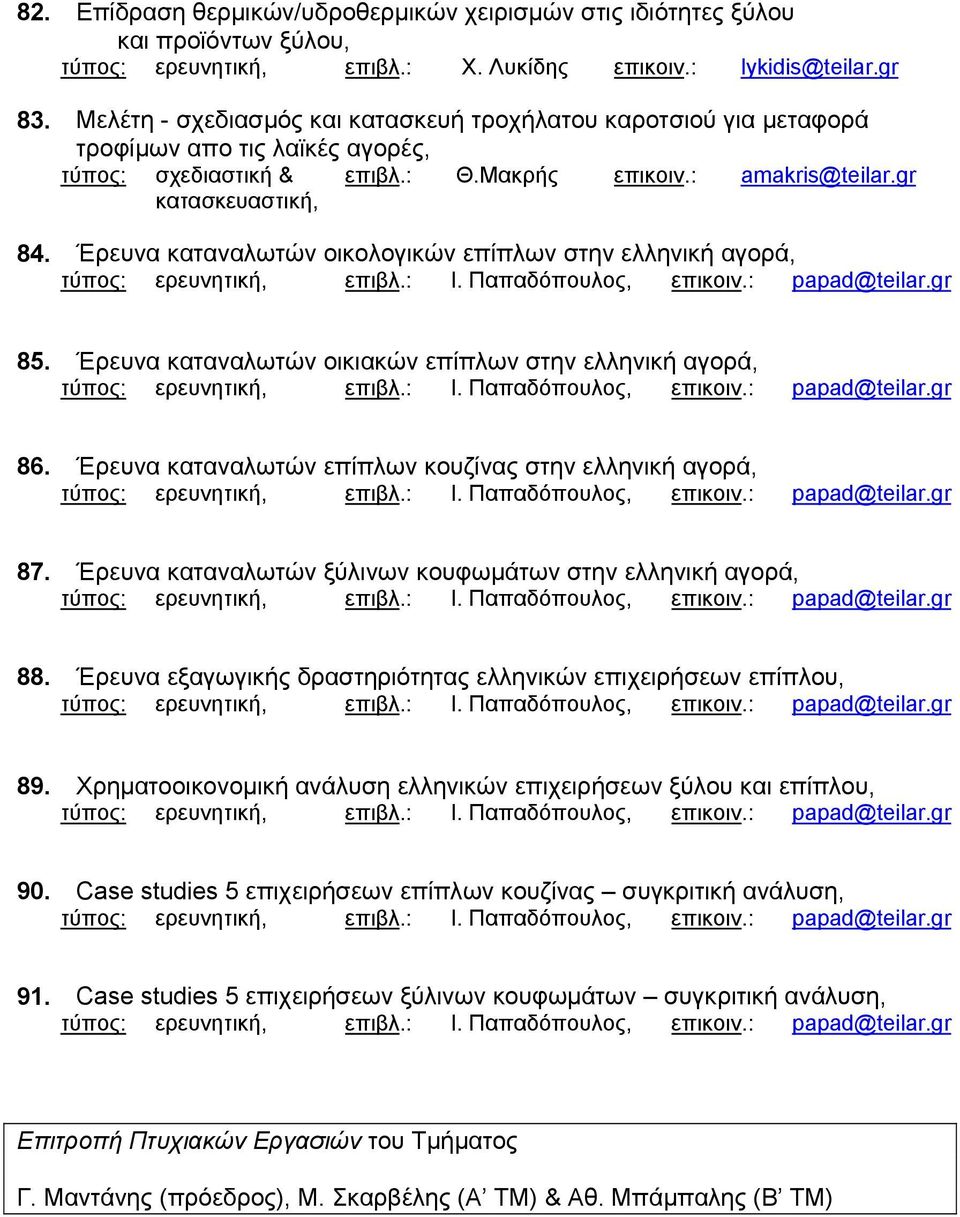 Έρευνα καταναλωτών οικολογικών επίπλων στην ελληνική αγορά, 85. Έρευνα καταναλωτών οικιακών επίπλων στην ελληνική αγορά, 86. Έρευνα καταναλωτών επίπλων κουζίνας στην ελληνική αγορά, 87.