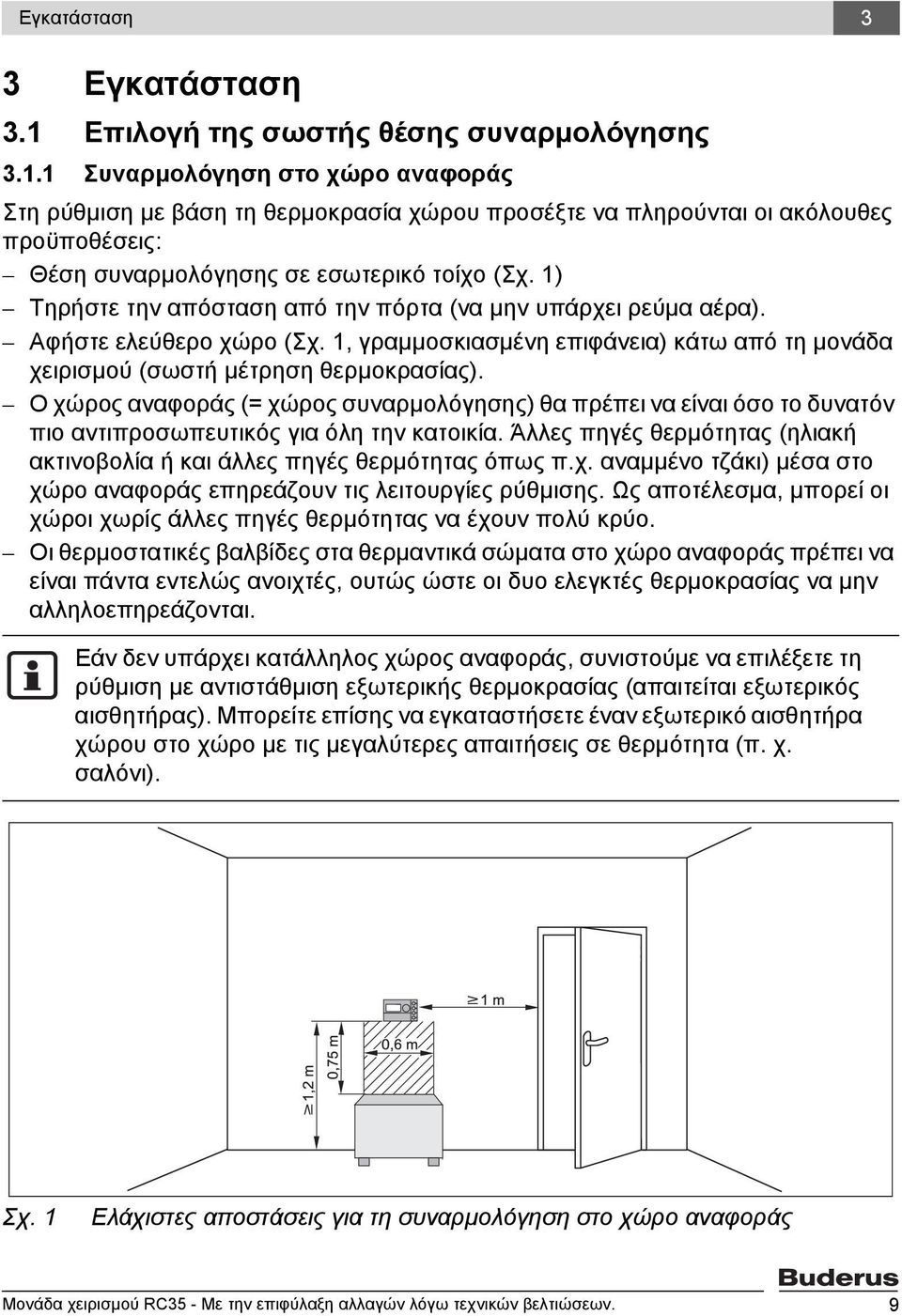 Ο χώρος αναφοράς (= χώρος συναρμολόγησης) θα πρέπει να είναι όσο το δυνατόν πιο αντιπροσωπευτικός για όλη την κατοικία. Άλλες πηγές θερμότητας (ηλιακή ακτινοβολία ή και άλλες πηγές θερμότητας όπως π.