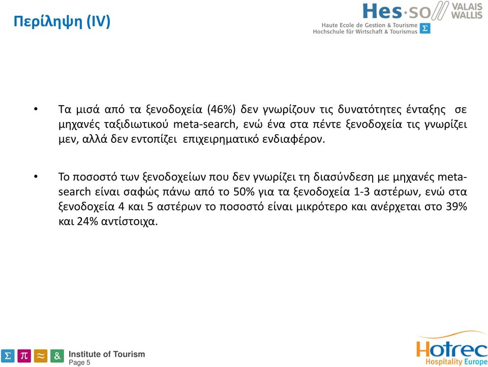 Το ποσοστό των ξενοδοχείων που δεν γνωρίζει τη διασύνδεση με μηχανές metasearch είναι σαφώς πάνω από το 50% για τα