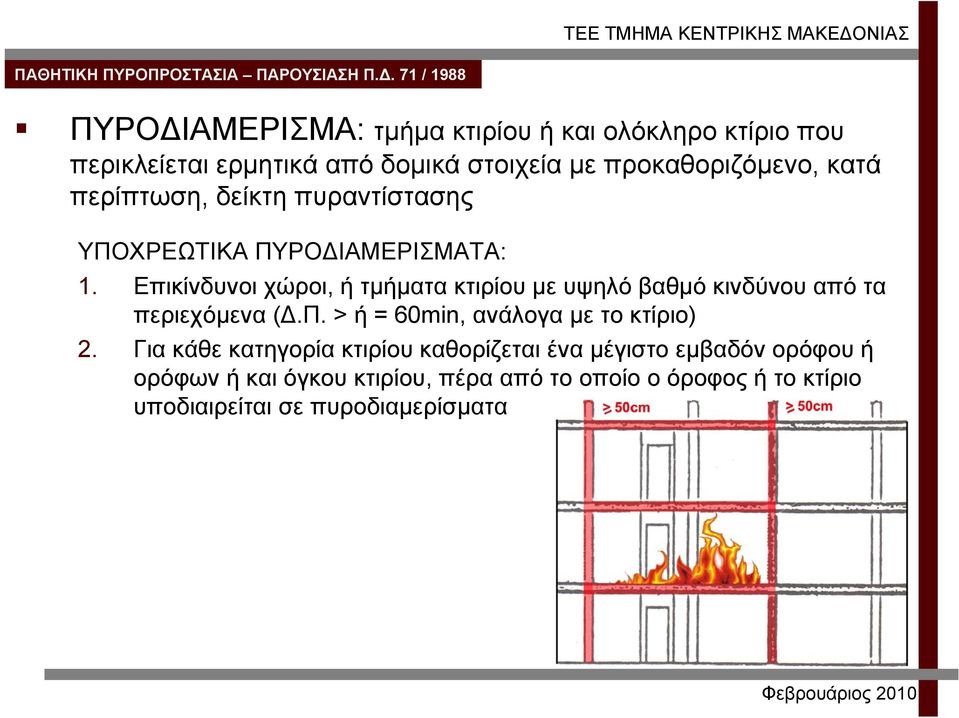 Επικίνδυνοι χώροι, ή τμήματα κτιρίου με υψηλό βαθμό κινδύνου από τα περιεχόμενα (Δ.Π.