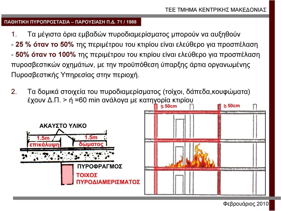 πυροσβεστικών οχημάτων, με την προϋπόθεση ύπαρξης άρτια οργανωμένης Πυροσβεστικής Υπηρεσίας στην περιοχή. 2.