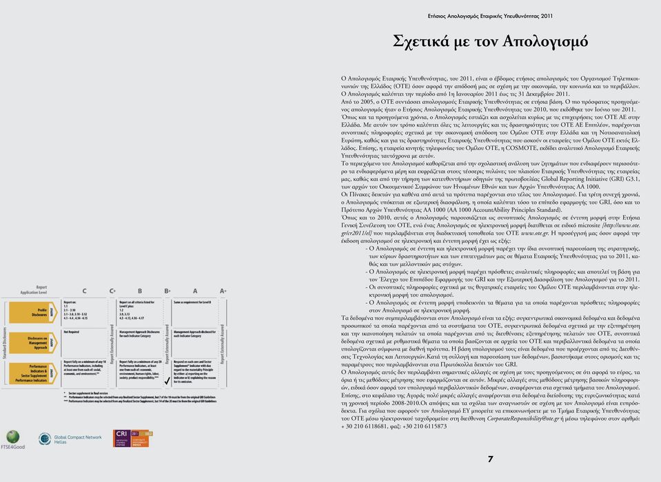 Από το 2005, ο OTE συντάσσει απολογισμούς Εταιρικής Υπευθυνότητας σε ετήσια βάση.