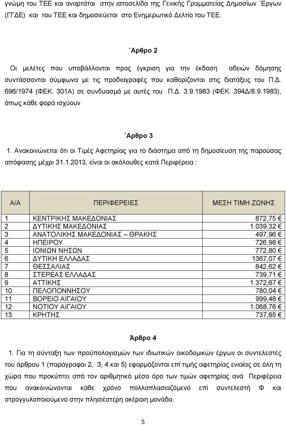 301Α) σε συνδυασμό με αυτές του Π.Δ. 3.9.1983 (ΦΕΚ. 394Δ/8.9.1983), όπως κάθε φορά ισχύουν Αρθρο 3 1.