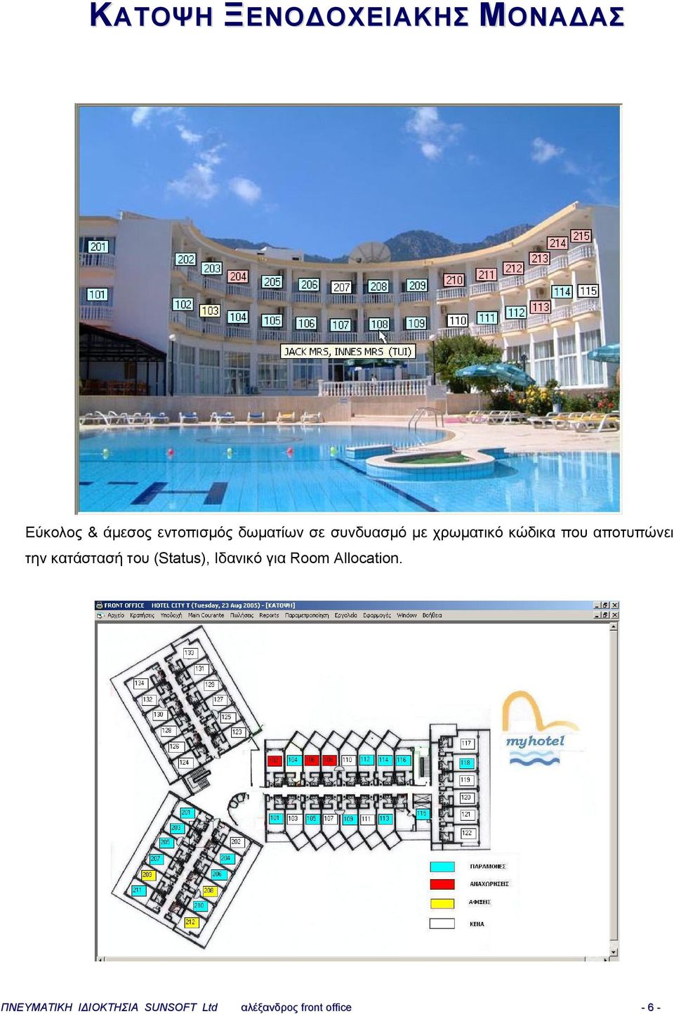 την κατάστασή του (Status), Ιδανικό για Room Allocation.