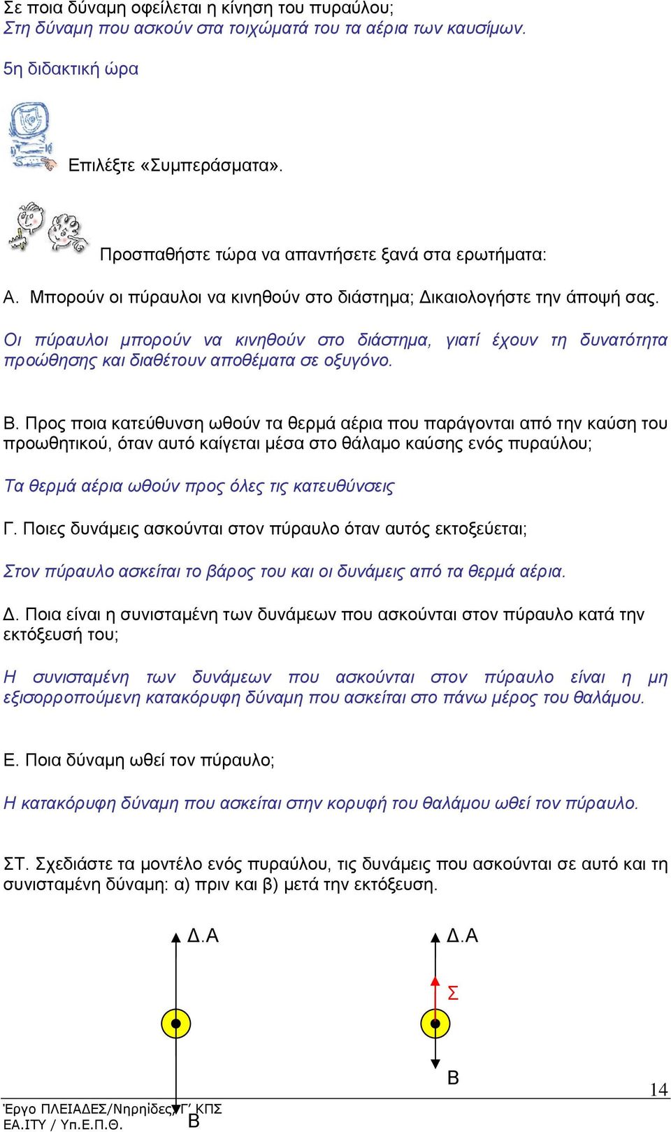 Οι πύραυλοι μπορούν να κινηθούν στο διάστημα, γιατί έχουν τη δυνατότητα προώθησης και διαθέτουν αποθέματα σε οξυγόνο. Β.