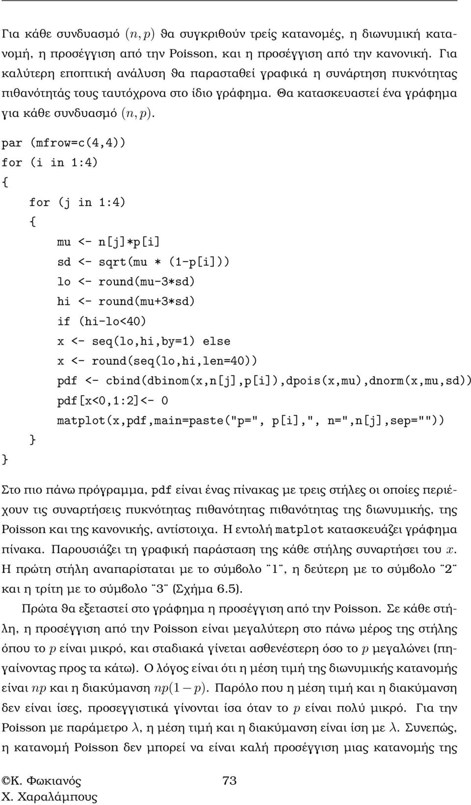 par (mfrow=c(4,4)) for (i in :4) { for (j in :4) { mu <- n[j]*p[i] sd <- sqrt(mu * (-p[i])) lo <- round(mu-3*sd) hi <- round(mu+3*sd) if (hi-lo<40) <- seq(lo,hi,by=) else <- round(seq(lo,hi,len=40))