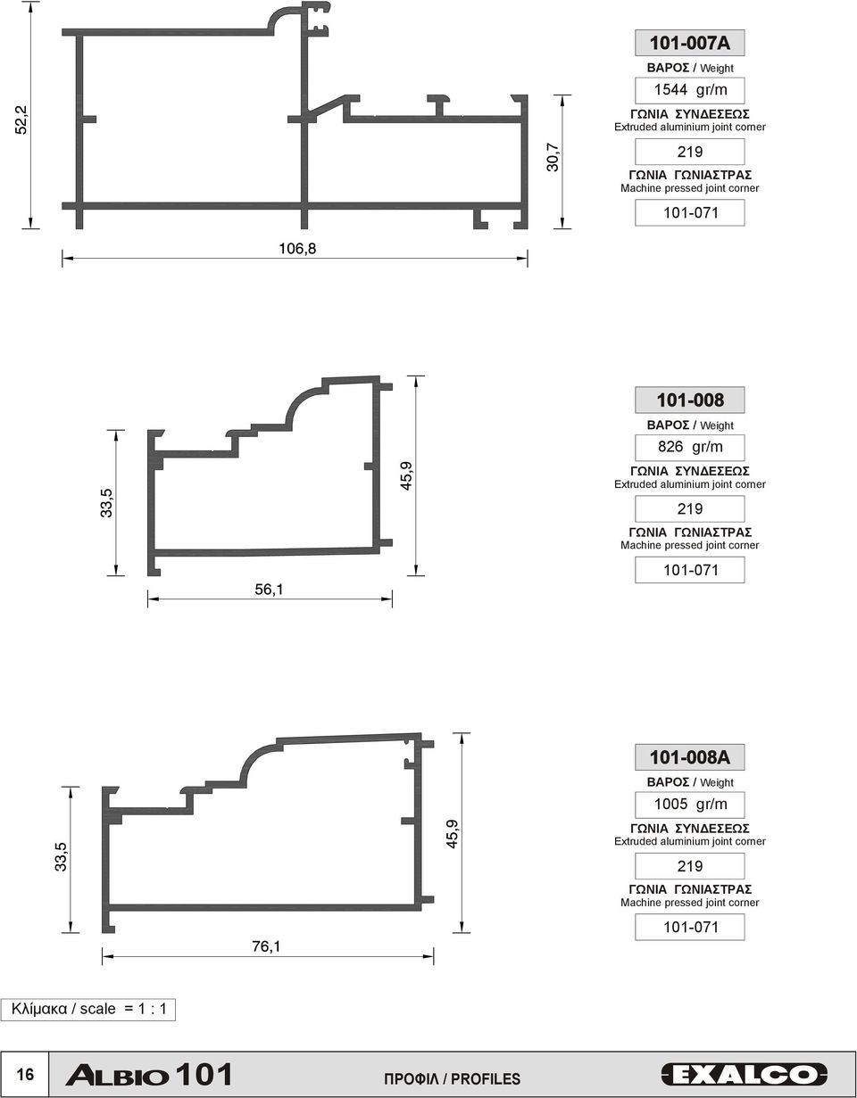 ΓΩΝΙΑ ΓΩΝΙΑΣΤΡΑΣ Machine pressed joint corner 101-071 101-008A 1005 gr/m ΓΩΝΙΑ ΣΥΝ ΕΣΕΩΣ Extruded