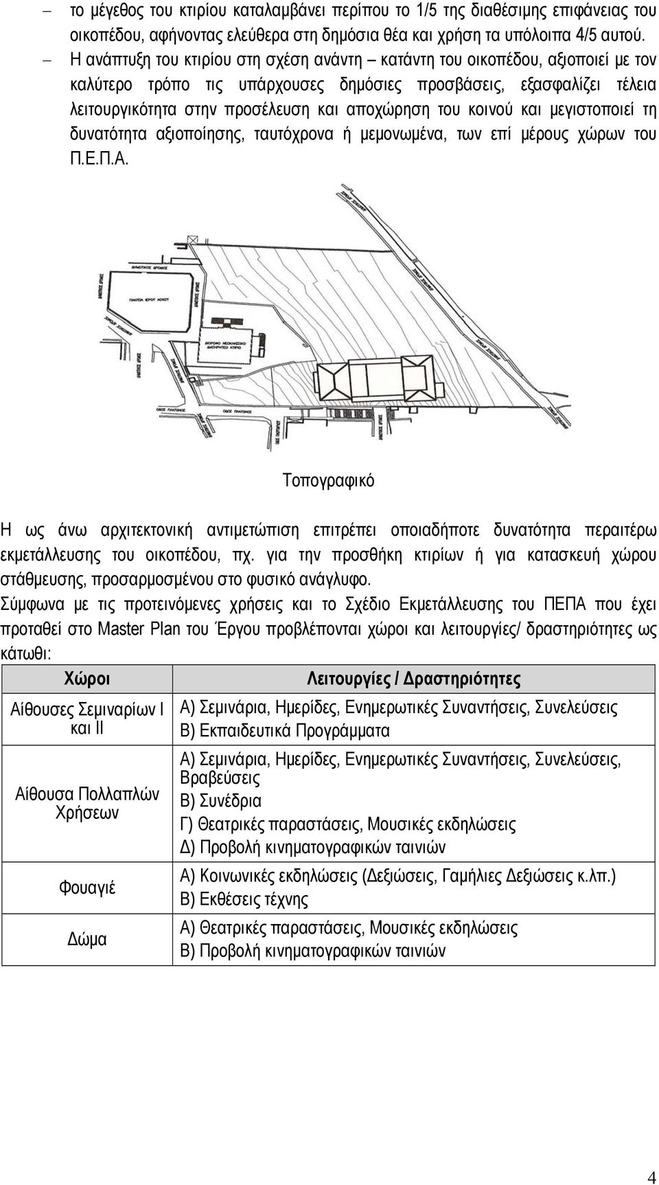 κοινού και μεγιστοποιεί τη δυνατότητα αξιοποίησης, ταυτόχρονα ή μεμονωμένα, των επί μέρους χώρων του Π.Ε.Π.Α.