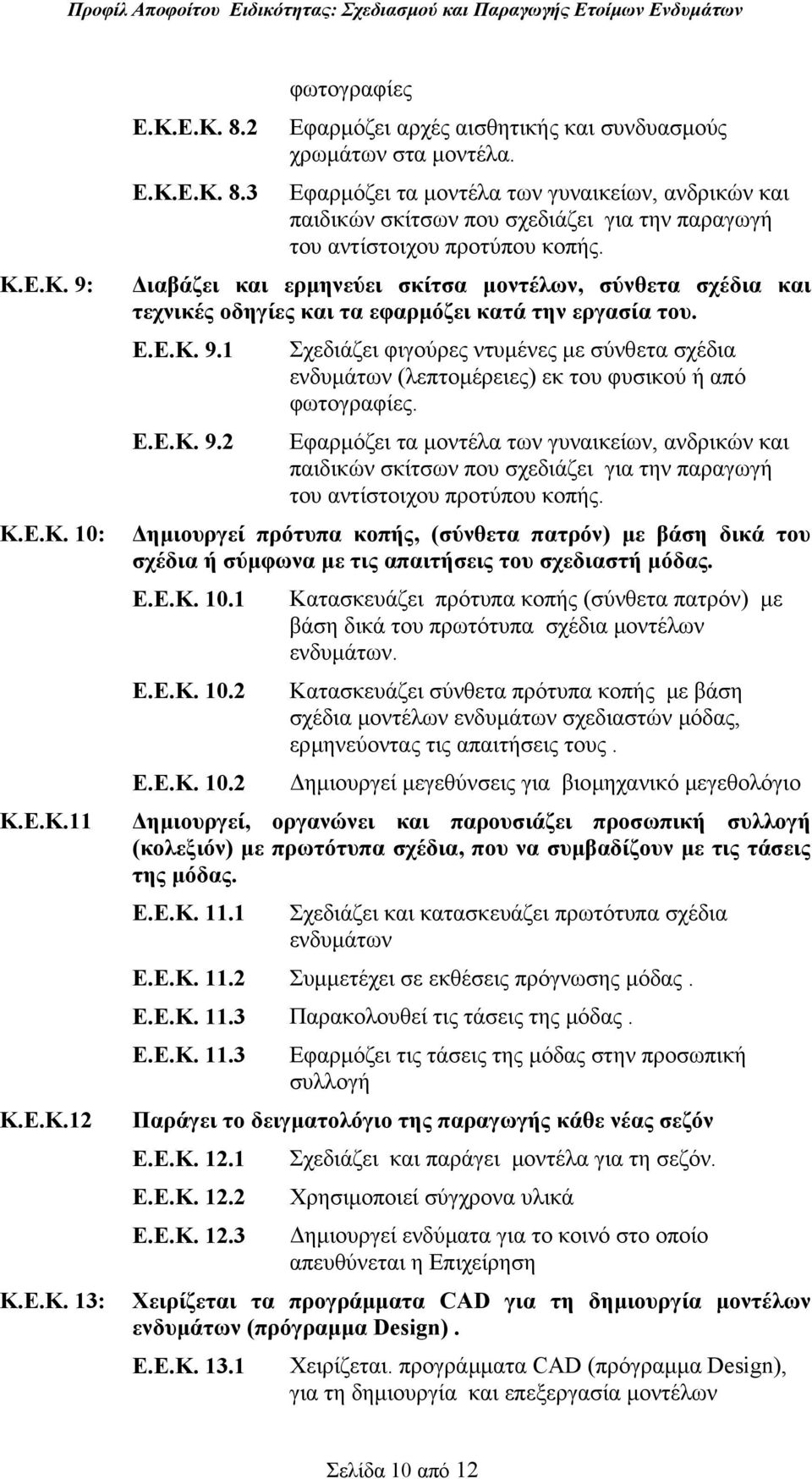 ιαβάζει και ερµηνεύει σκίτσα µοντέλων, σύνθετα σχέδια και τεχνικές οδηγίες και τα εφαρµόζει κατά την εργασία του. Ε.Ε.Κ. 9.