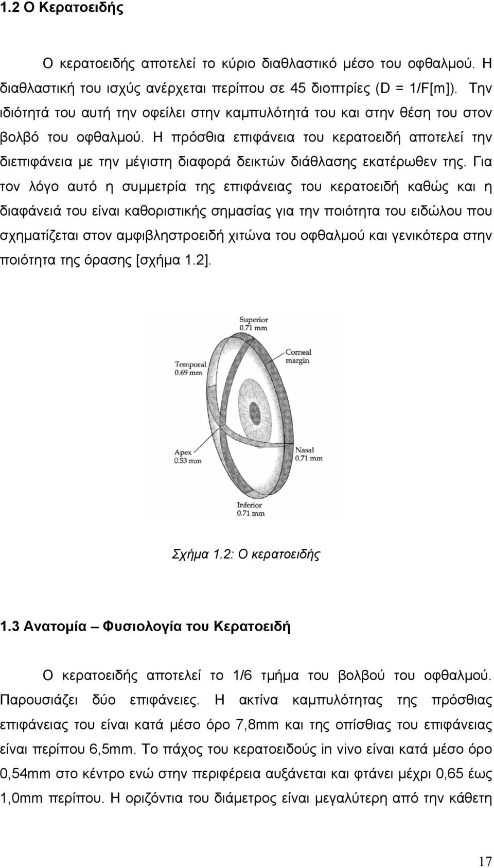 Η πρόσθια επιφάνεια του κερατοειδή αποτελεί την διεπιφάνεια με την μέγιστη διαφορά δεικτών διάθλασης εκατέρωθεν της.