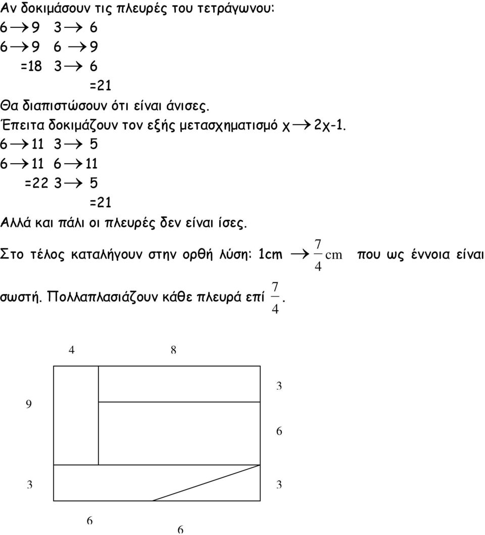 6 11 3 5 6 11 6 11 =22 3 5 =21 Αλλά και πάλι οι πλευρές δεν είναι ίσες.