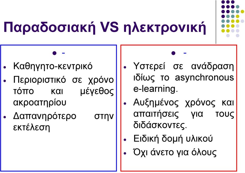 ανάδραση ιδίως το asynchronous e-learning.