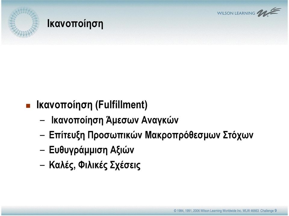 Στόχων Ευθυγράµµιση Αξιών Καλές, Φιλικές Σχέσεις 1984,