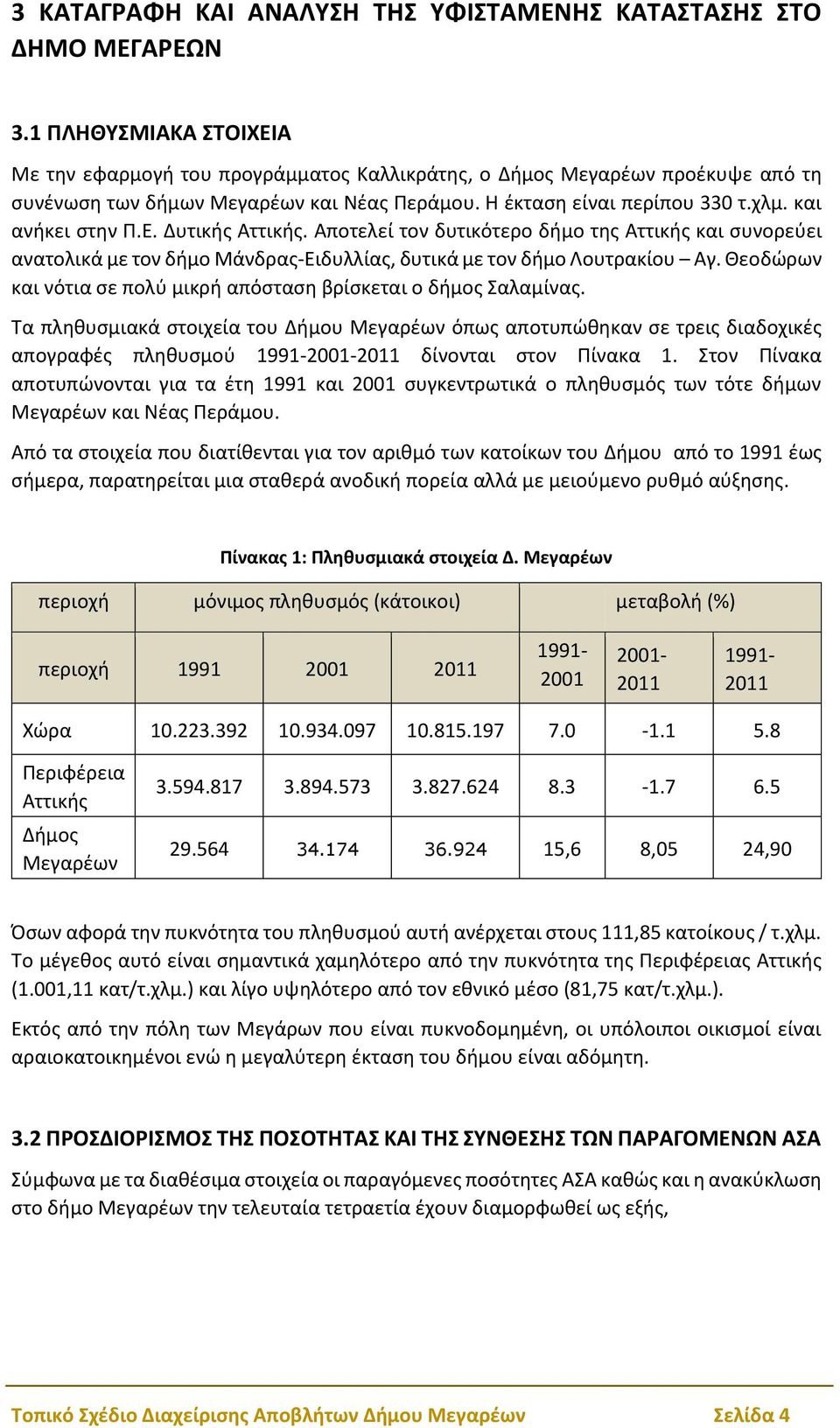 Ε. Δυτικής Αττικής. Αποτελεί τον δυτικότερο δήμο της Αττικής και συνορεύει ανατολικά με τον δήμο Μάνδρας-Ειδυλλίας, δυτικά με τον δήμο Λουτρακίου Αγ.