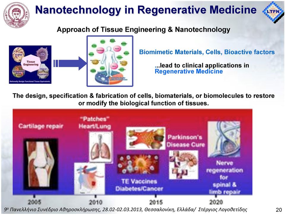 ..lead to clinical applications in Regenerative Medicine The design, specification