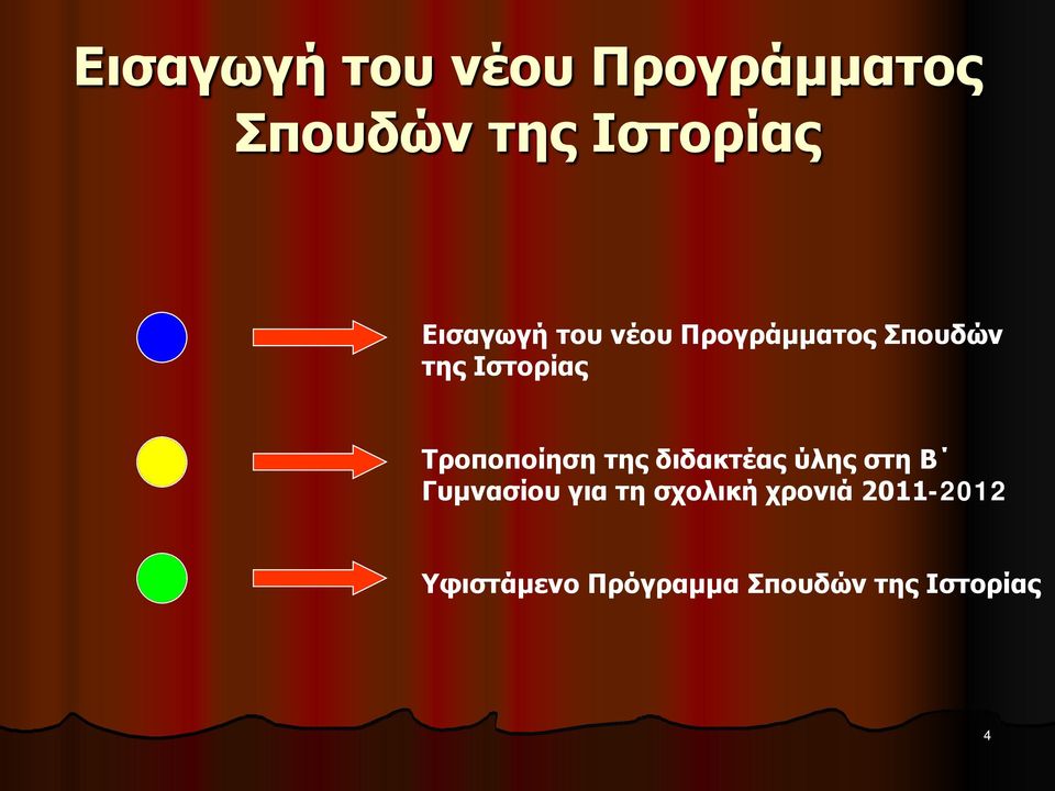 σχολική χρονιά 2011-2012 Υφιστάμενο Πρόγραμμα Σπουδών