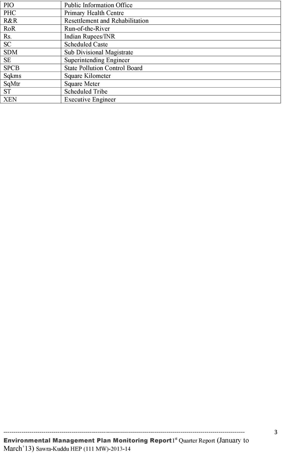 Run-of-the-River Indian Rupees/INR Scheduled Caste Sub Divisional Magistrate Superintending Engineer State