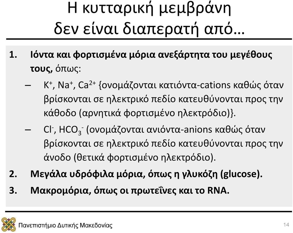 βρίσκονται σε ηλεκτρικό πεδίο κατευθύνονται προς την κάθοδο (αρνητικά φορτισμένο ηλεκτρόδιο)}.