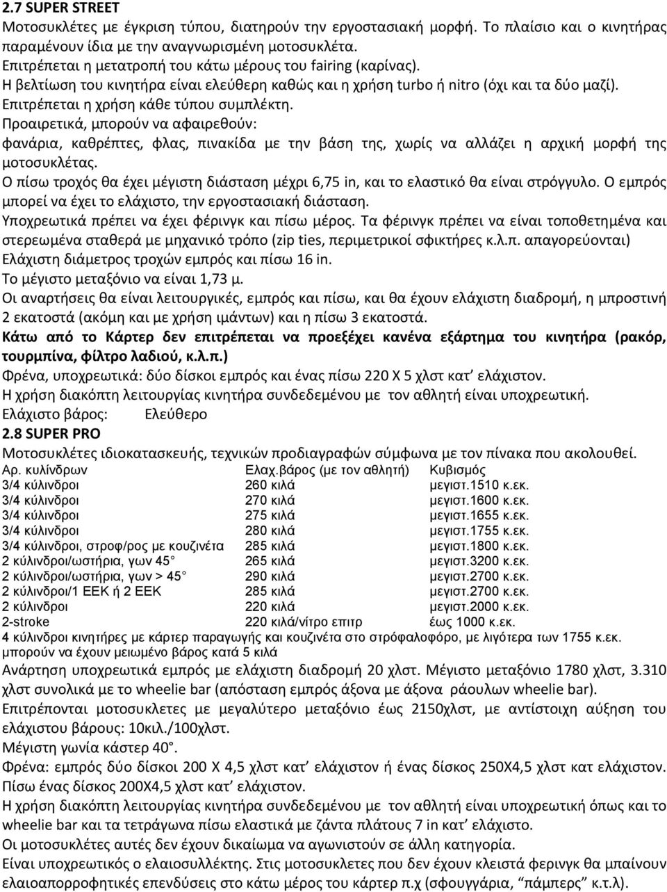 Προαιρετικά, μπορούν να αφαιρεθούν: φανάρια, καθρέπτες, φλας, πινακίδα με την βάση της, χωρίς να αλλάζει η αρχική μορφή της μοτοσυκλέτας.