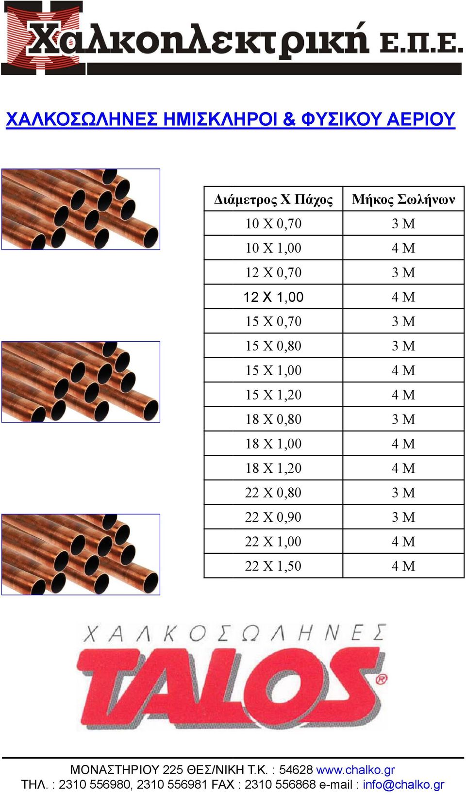 0,70 3 Μ 15 X 0,80 3 Μ 15 Χ 1,00 4 Μ 15 Χ 1,20 4 Μ 18 Χ 0,80 3 Μ 18 Χ