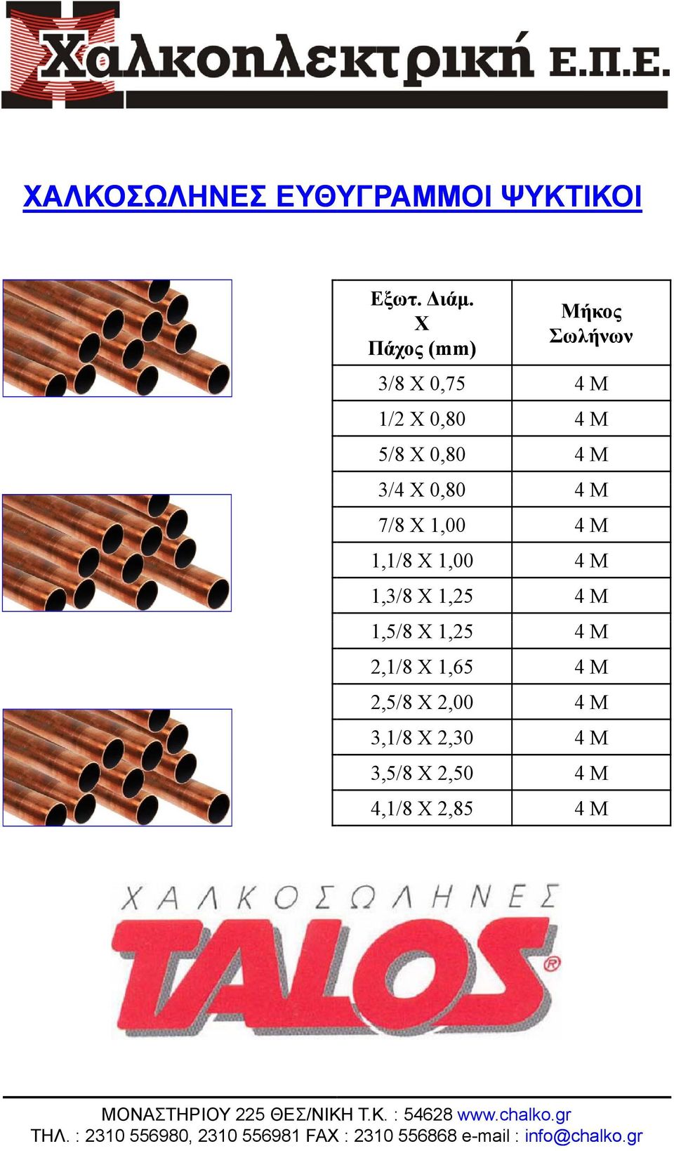 M 3/4 X 0,80 4M 7/8 X 1,00 4 M 1,1/8 X 1,00 4 M 1,3/8 X 1,25 4 M 1,5/8