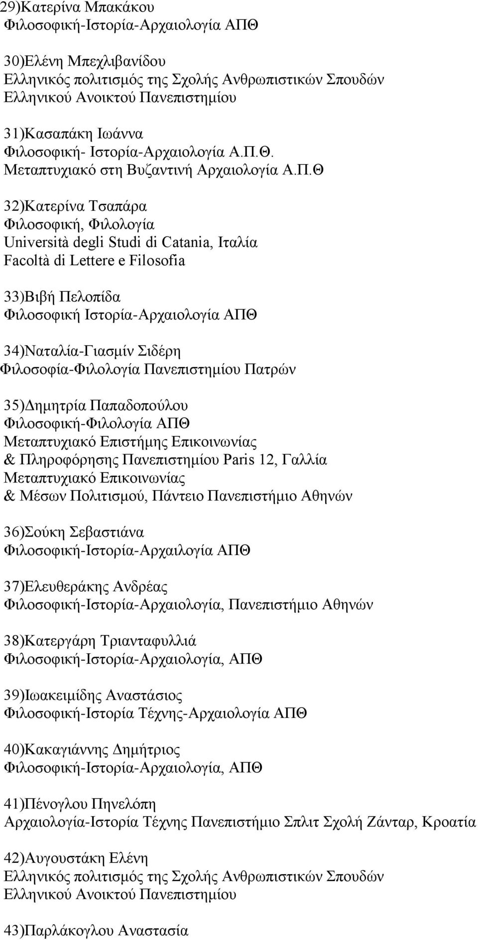 Θ. Μεταπτυχιακό στη Βυζαντινή Αρχαιολογία Α.Π.