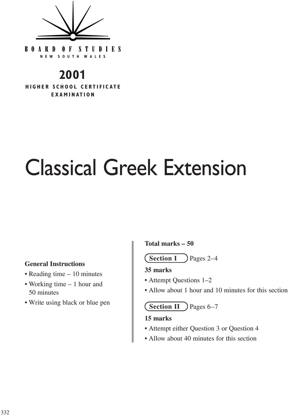 Section I Pages 2 4 35 marks Attempt Questions 1 2 Allow about 1 hour and 10 minutes for this section