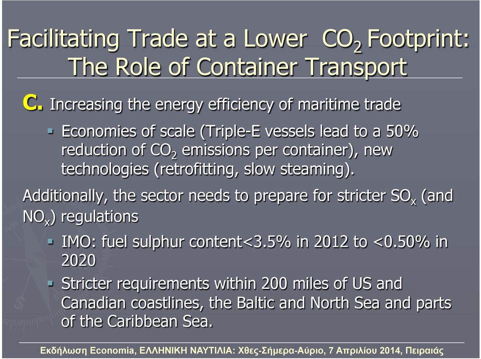container), new technologies (retrofitting, slow steaming).