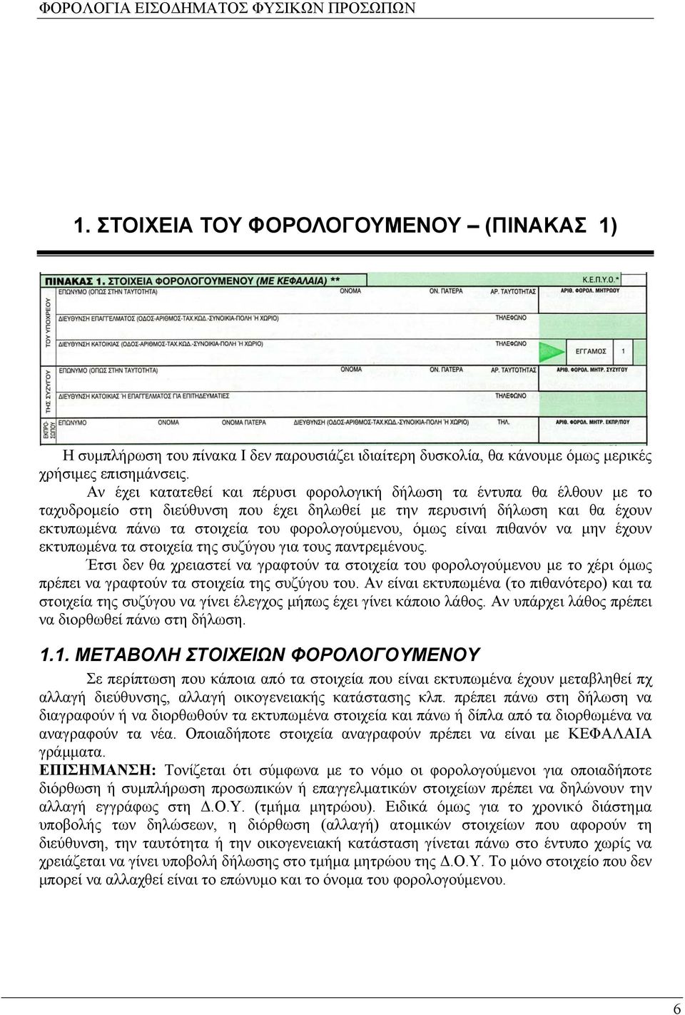 όμως είναι πιθανόν να μην έχουν εκτυπωμένα τα στοιχεία της συζύγου για τους παντρεμένους.