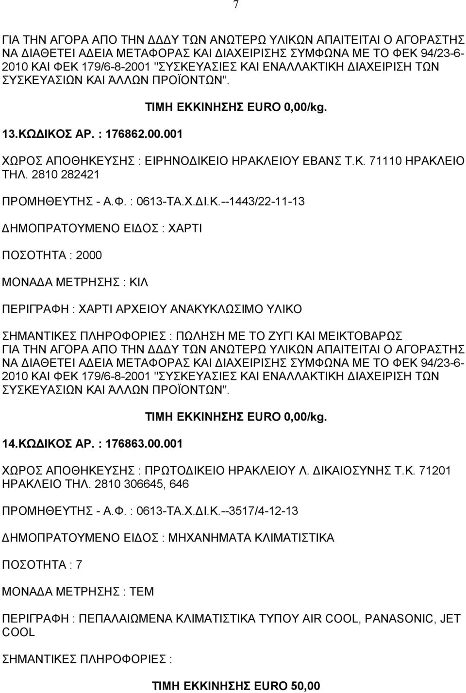 2810 282421 ΠΡΟΜΗΘΕΥΤΗΣ - Α.Φ. : 0613-ΤΑ.Χ.ΔΙ.Κ.