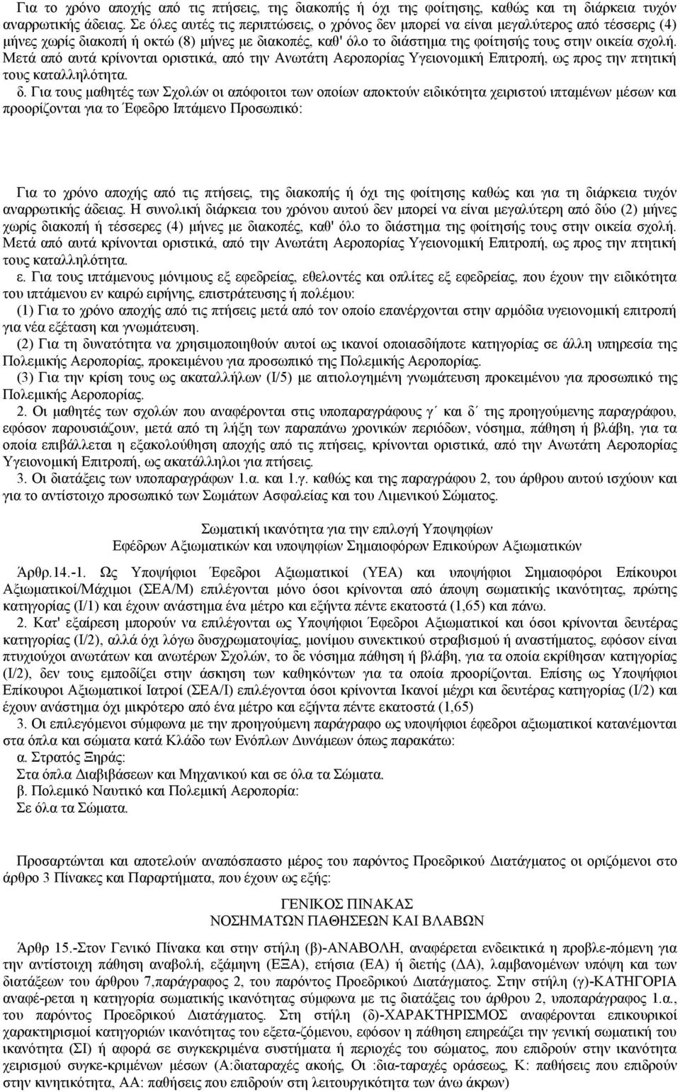 Μετά από αυτά κρίνονται οριστικά, από την Ανωτάτη Αεροπορίας Υγειονομική Επιτροπή, ως προς την πτητική τους καταλληλότητα. δ.