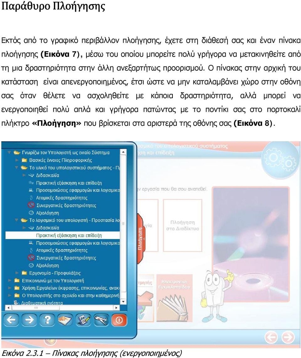 Ο πίνακας στην αρχική του κατάσταση είναι απενεργοποιημένος, έτσι ώστε να μην καταλαμβάνει χώρο στην οθόνη σας όταν θέλετε να ασχοληθείτε με κάποια