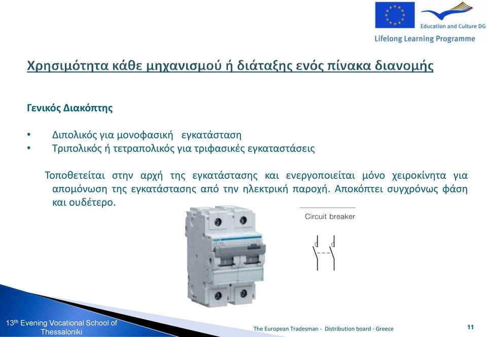 εγκατάστασης και ενεργοποιείται μόνο χειροκίνητα για απομόνωση της