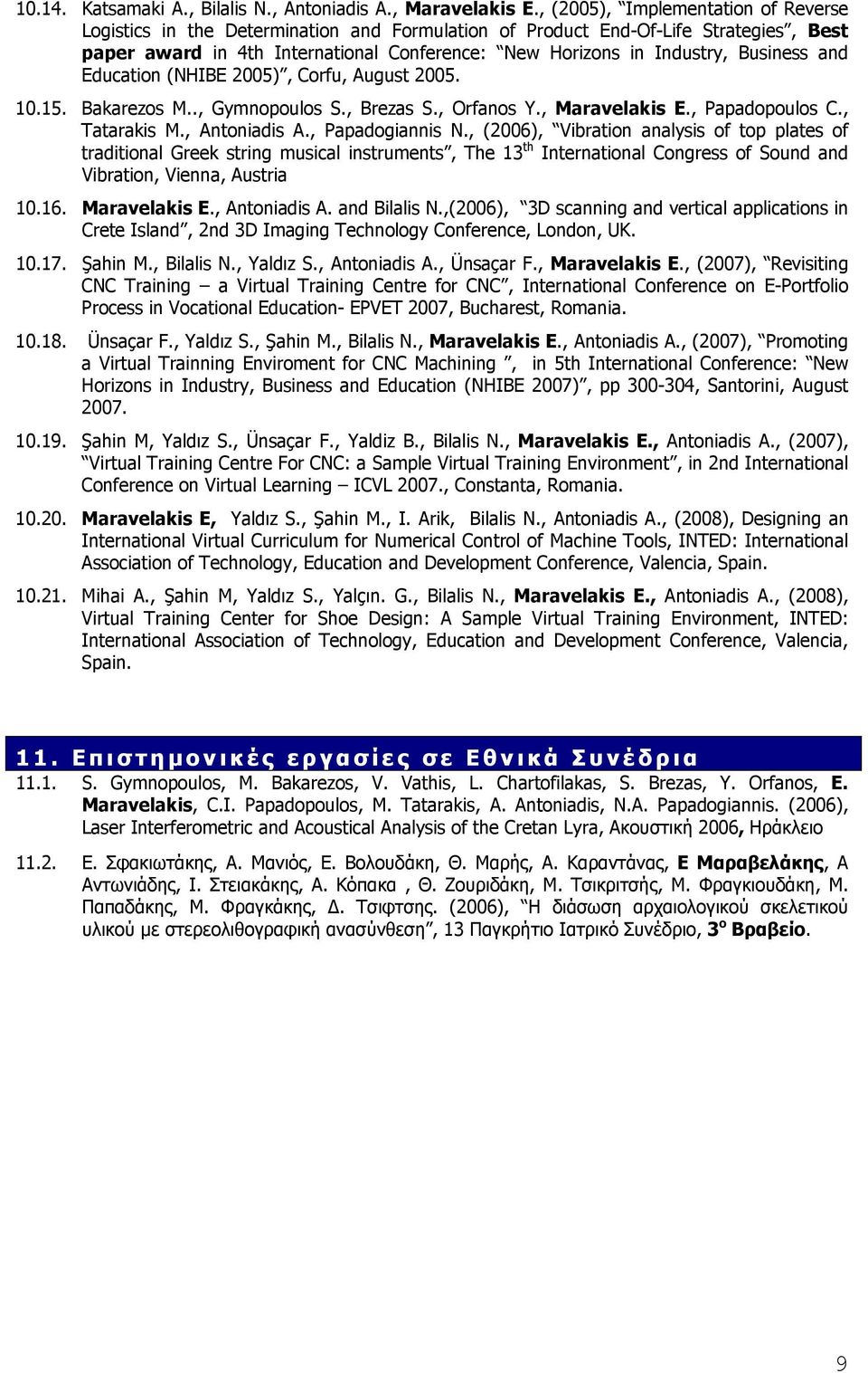 Business and Education (NHIBE 2005), Corfu, August 2005. 10.15. Bakarezos M.., Gymnopoulos S., Brezas S., Orfanos Y., Maravelakis E., Papadopoulos C., Tatarakis M., Antoniadis A., Papadogiannis N.