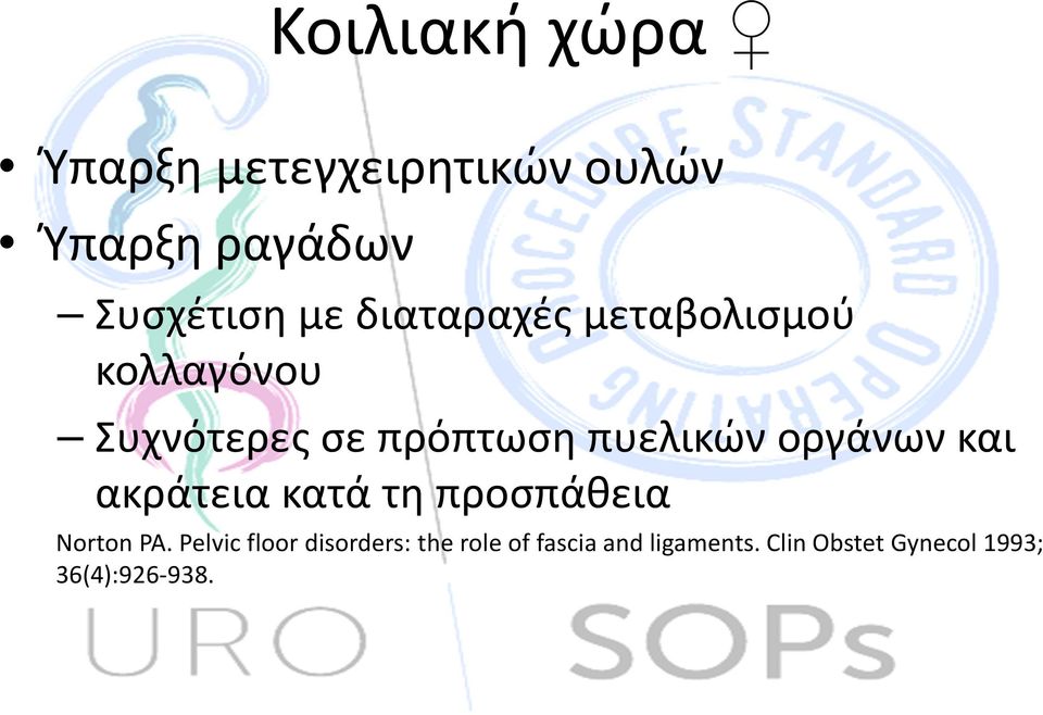 οργάνων και ακράτεια κατά τη προσπάθεια Norton PA.