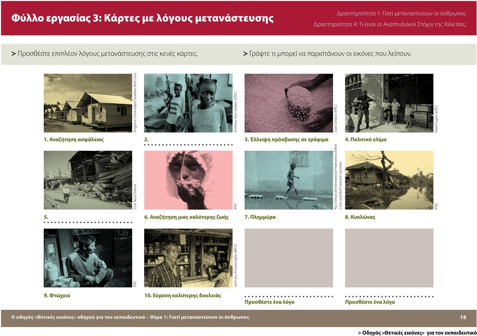 Αναζήτηση ασφάλειας 2. 3. Έλλειψη πρόσβασης σε τρόφιμα 4. Πολιτικό κλίμα 5. 6. Αναζήτηση μιας καλύτερης ζωής 7. Πλημμύρα 8.