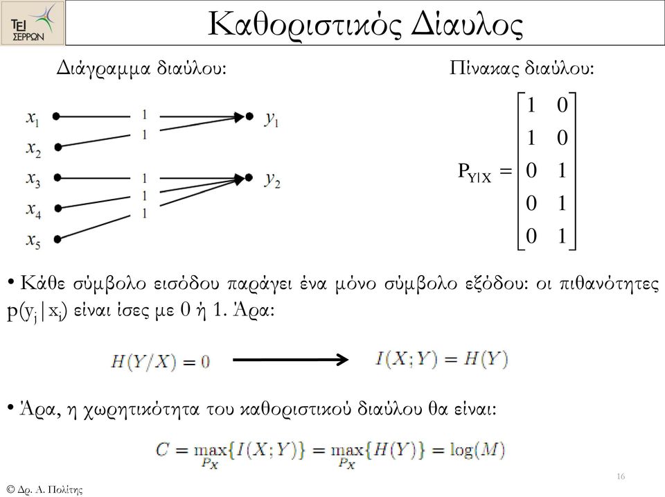 σύμβολο εξόδου: οι πιθανότητες i είναι ίσες με ή.