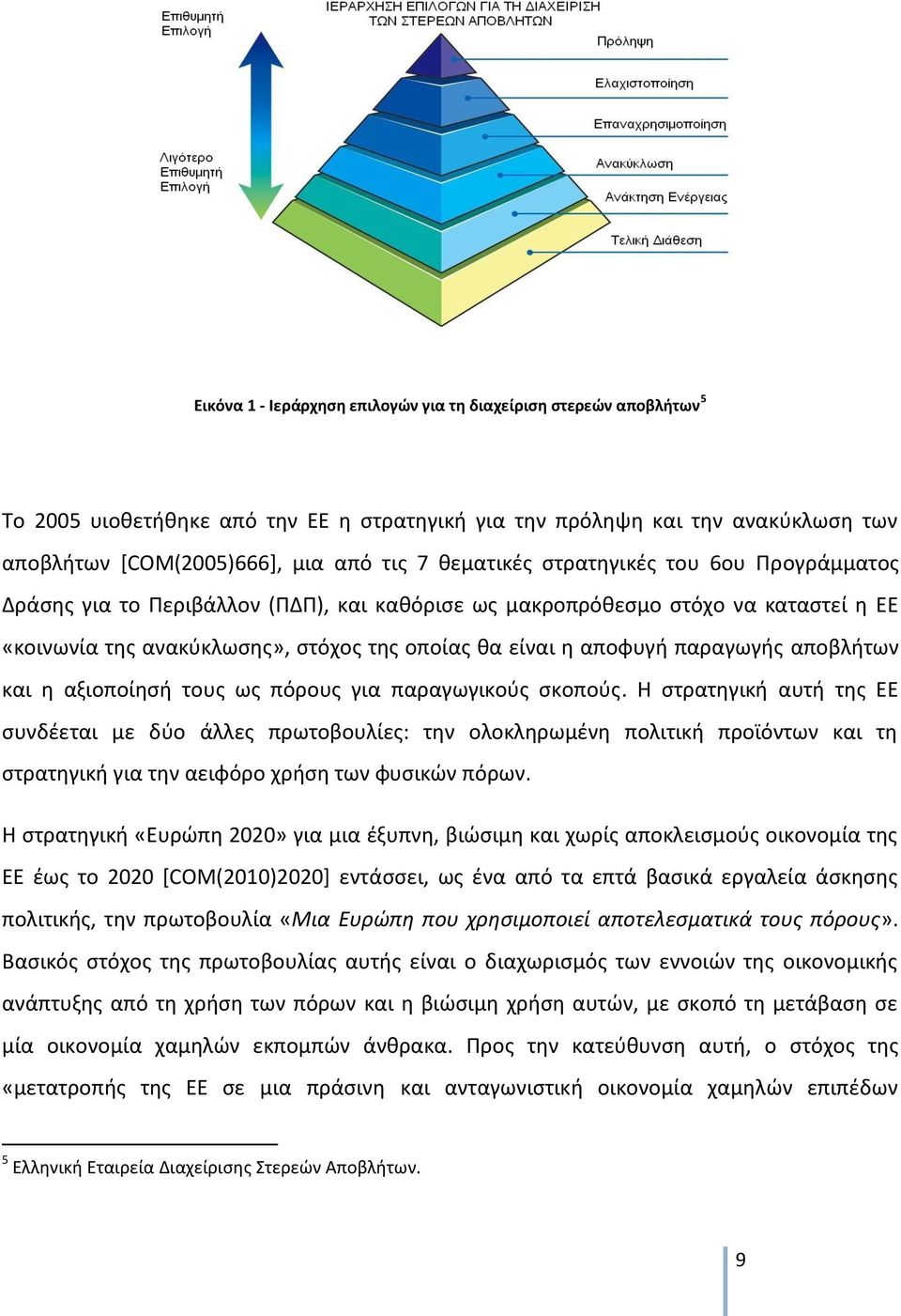 παραγωγής αποβλήτων και η αξιοποίησή τους ως πόρους για παραγωγικούς σκοπούς.