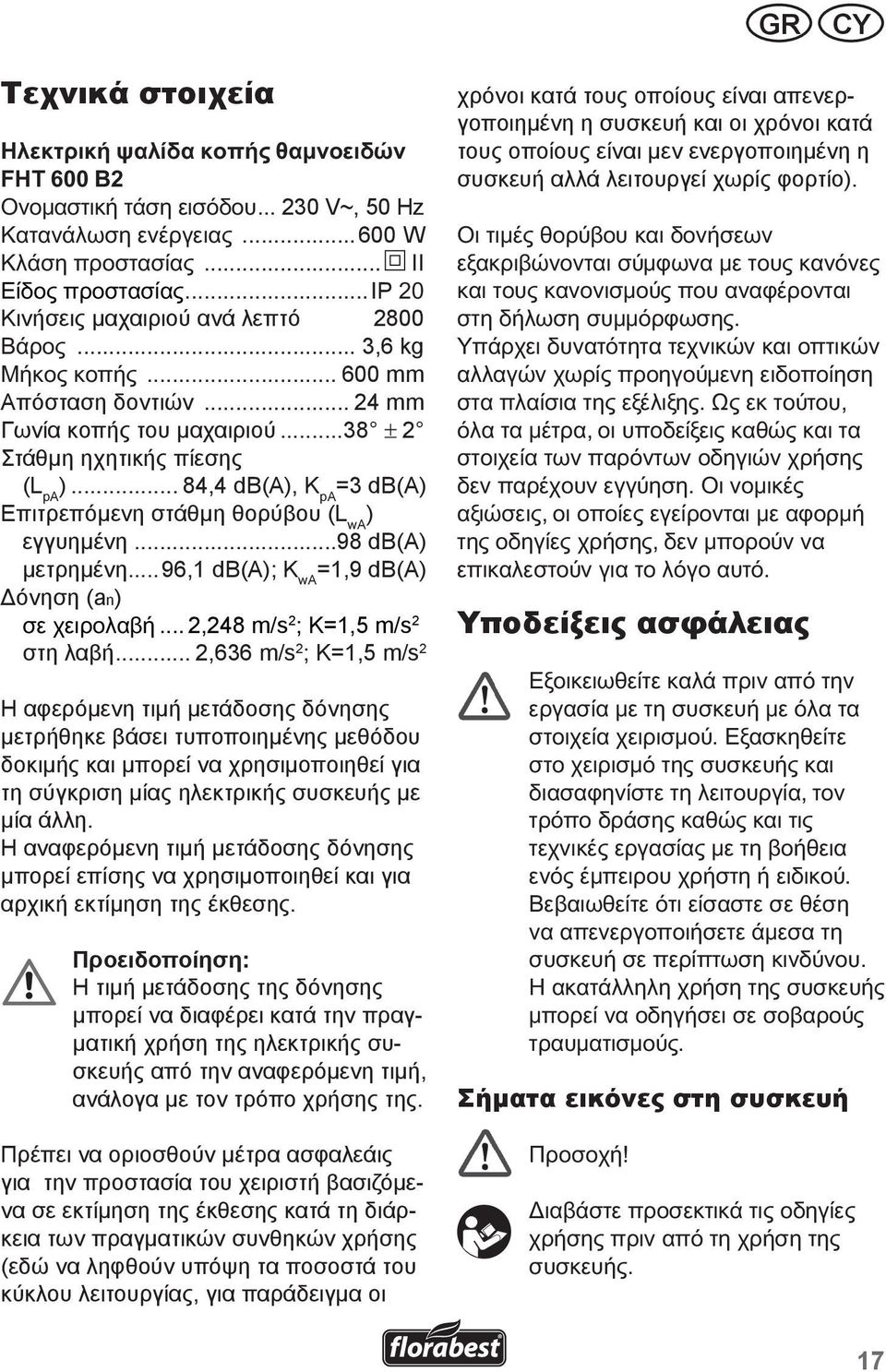 .. 2,248 m/s 2 ; K=1,5 m/s 2 στη λαβή.
