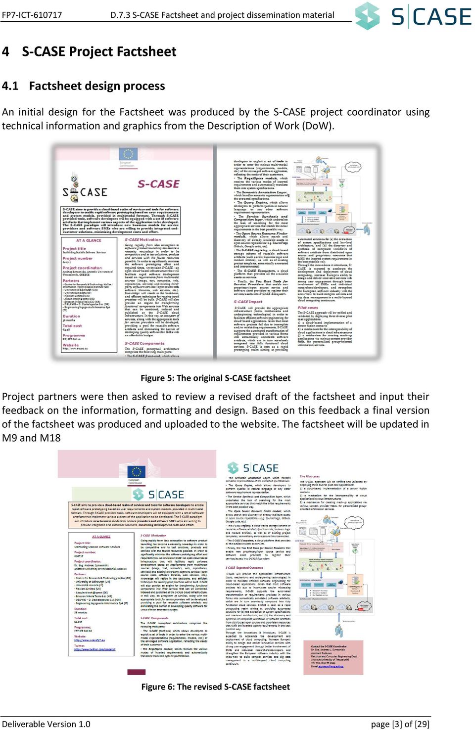 Figure 5: The original S-CASE factsheet Project partners were then asked to review a revised draft of the factsheet and input their