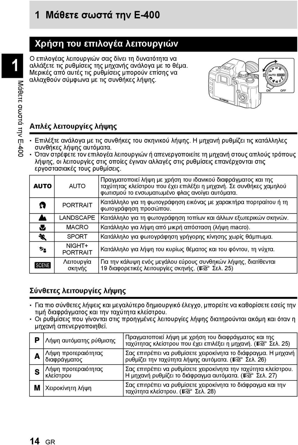 Η μηχανή ρυθμίζει τις κατάλληλες συνθήκες λήψης αυτόματα.