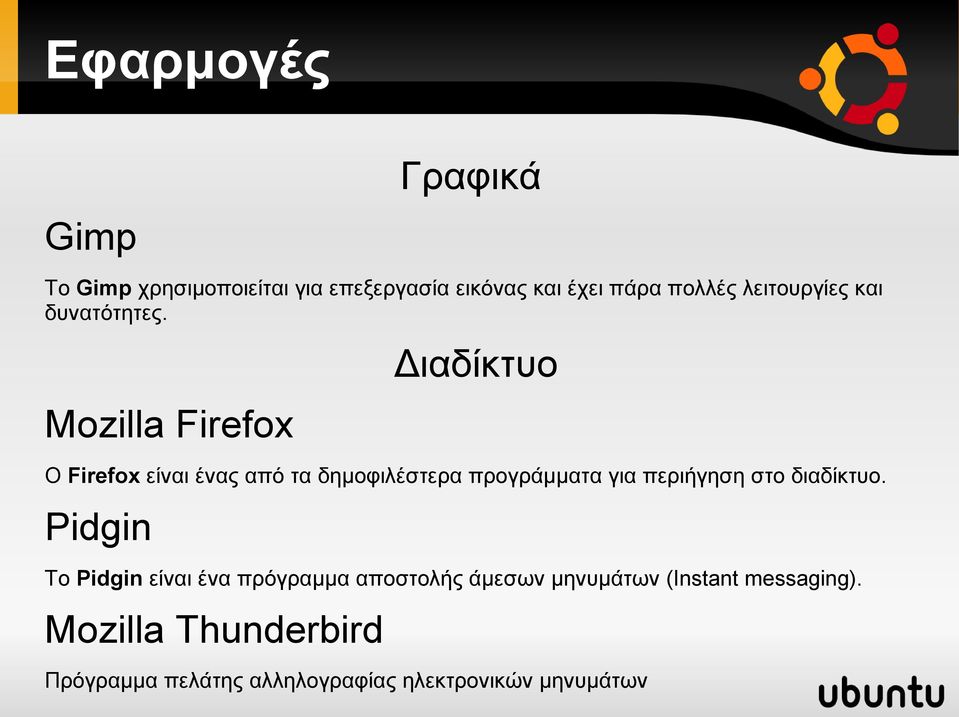 Διαδίκτυο Mozilla Firefox Ο Firefox είναι ένας από τα δημοφιλέστερα προγράμματα για περιήγηση στο
