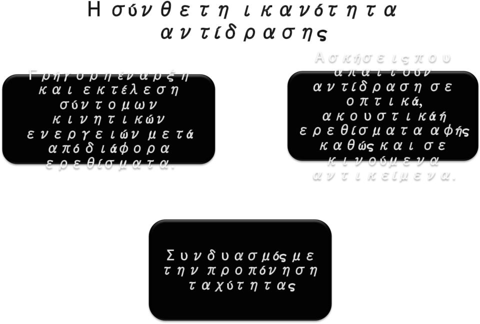 Ασκήσεις που απαιτούν αντίδραση σε οπτικά, ακουστικά ή ερεθίσματα