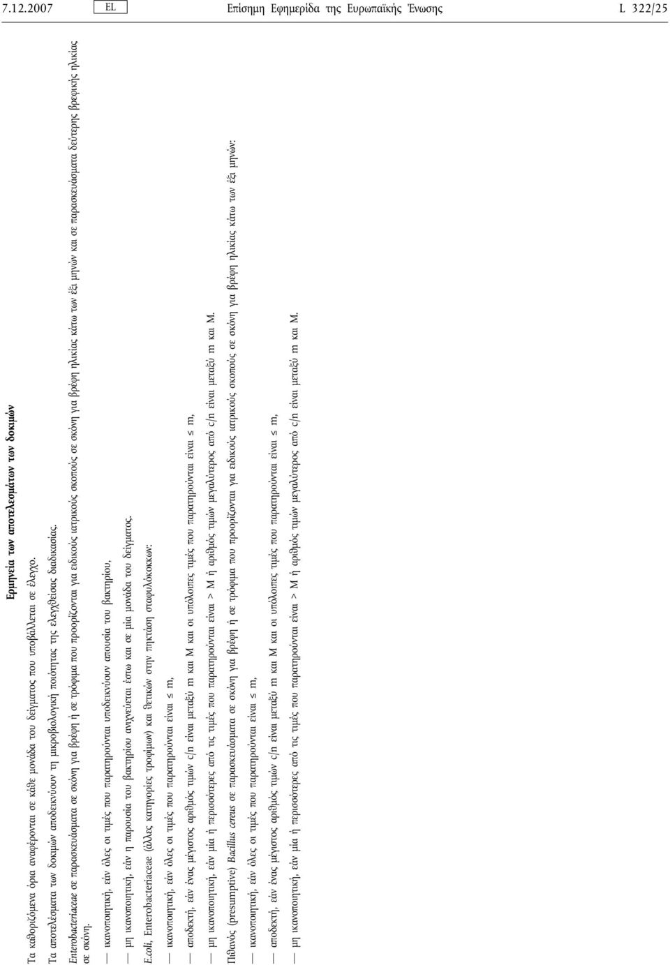 Enterobacteriaceae σε παρασκευάσματα σε σκόνη για βρέφη ή σε τρόφιμα που προορίζονται για ειδικούς ιατρικούς σκοπούς σε σκόνη για βρέφη ηλικίας κάτω των έξι μηνών και σε παρασκευάσματα δεύτερης