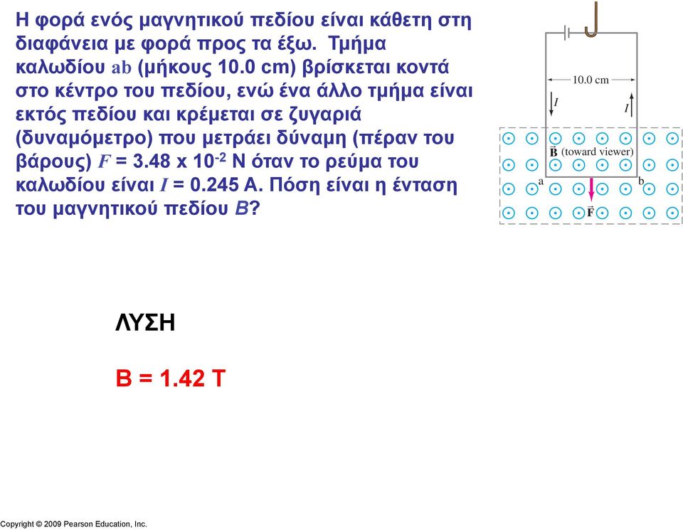 0 cm) βρίσκεται κοντά στο κέντρο του πεδίου, ενώ ένα άλλο τµήµα είναι εκτός πεδίου και κρέµεται