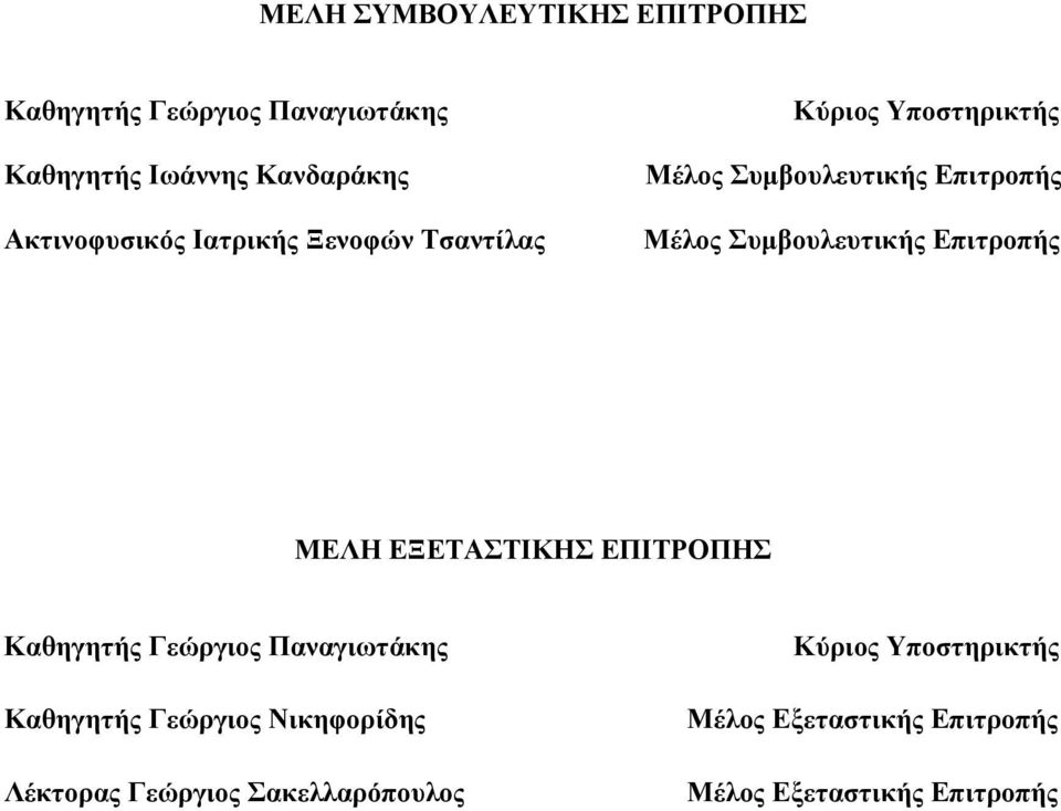 Συµβουλευτικής Επιτροπής ΜΕΛΗ ΕΞΕΤΑΣΤΙΚΗΣ ΕΠΙΤΡΟΠΗΣ Καθηγητής Γεώργιος Παναγιωτάκης Καθηγητής Γεώργιος