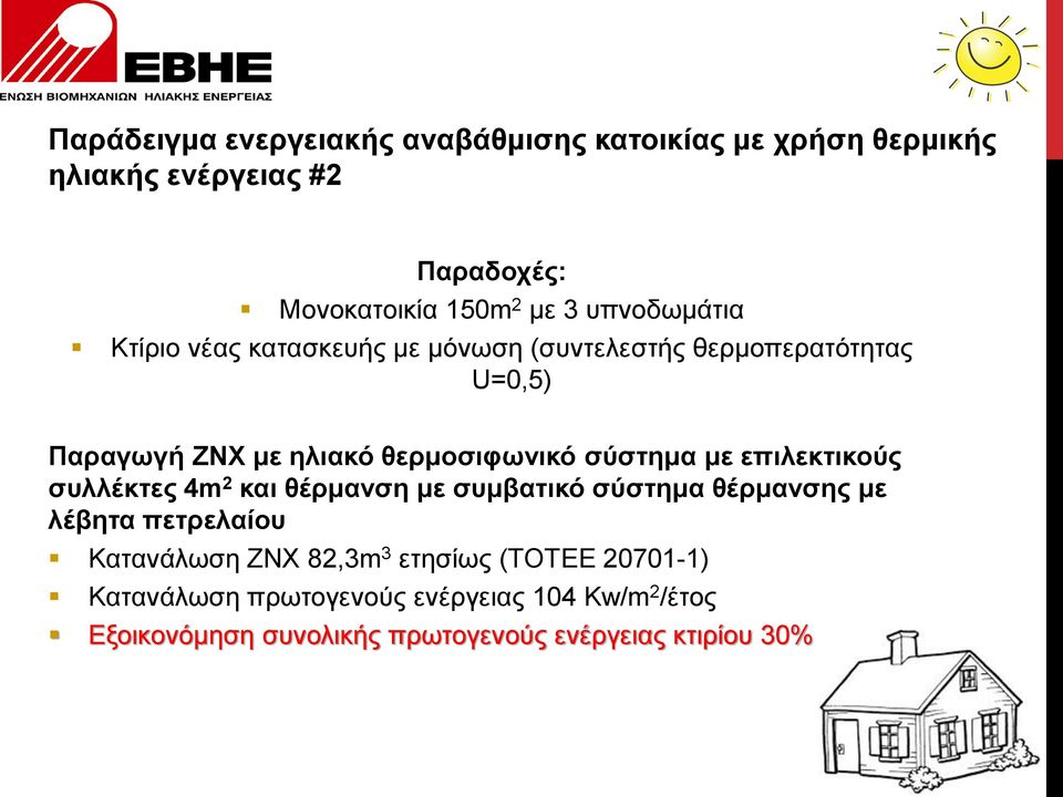 σύστημα με επιλεκτικούς συλλέκτες 4m 2 και θέρμανση με συμβατικό σύστημα θέρμανσης με λέβητα πετρελαίου Κατανάλωση ΖΝΧ