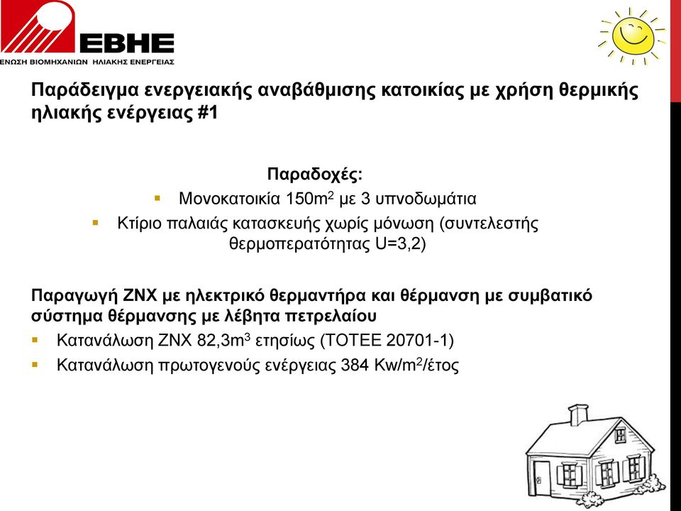 θερμοπερατότητας U=3,2) Παραγωγή ΖΝΧ με ηλεκτρικό θερμαντήρα και θέρμανση με συμβατικό σύστημα