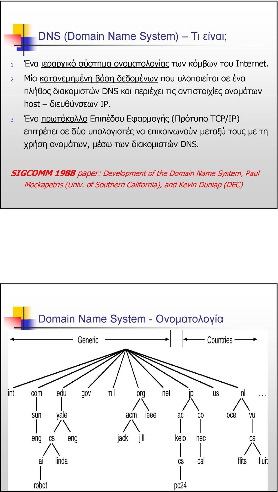 Ένα πρωτόκολλο Επιπέδου Εφαρµογής (Πρότυπο TCP/IP) επιτρέπει σε δύο υπολογιστές να επικοινωνούν µεταξύ τους µετη χρήση ονοµάτων, µέσω των